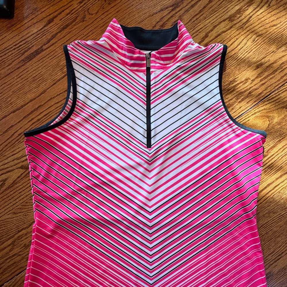 Tail Pink White Black Chevron Zip Sleeveless Golf Tank